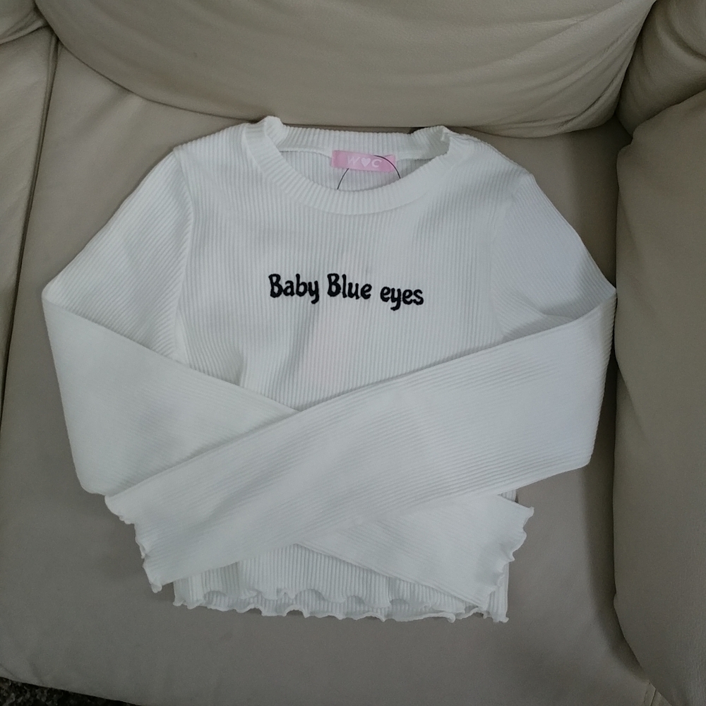 W♥C / Wego Japan white embroidered crop top